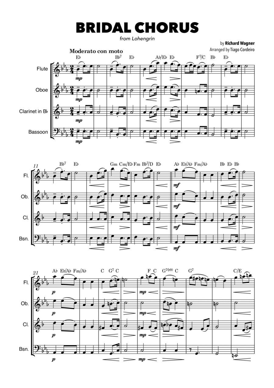 Bridal Chorus Bridal Chorus Woodwind Quartet scores gallery preview page 1