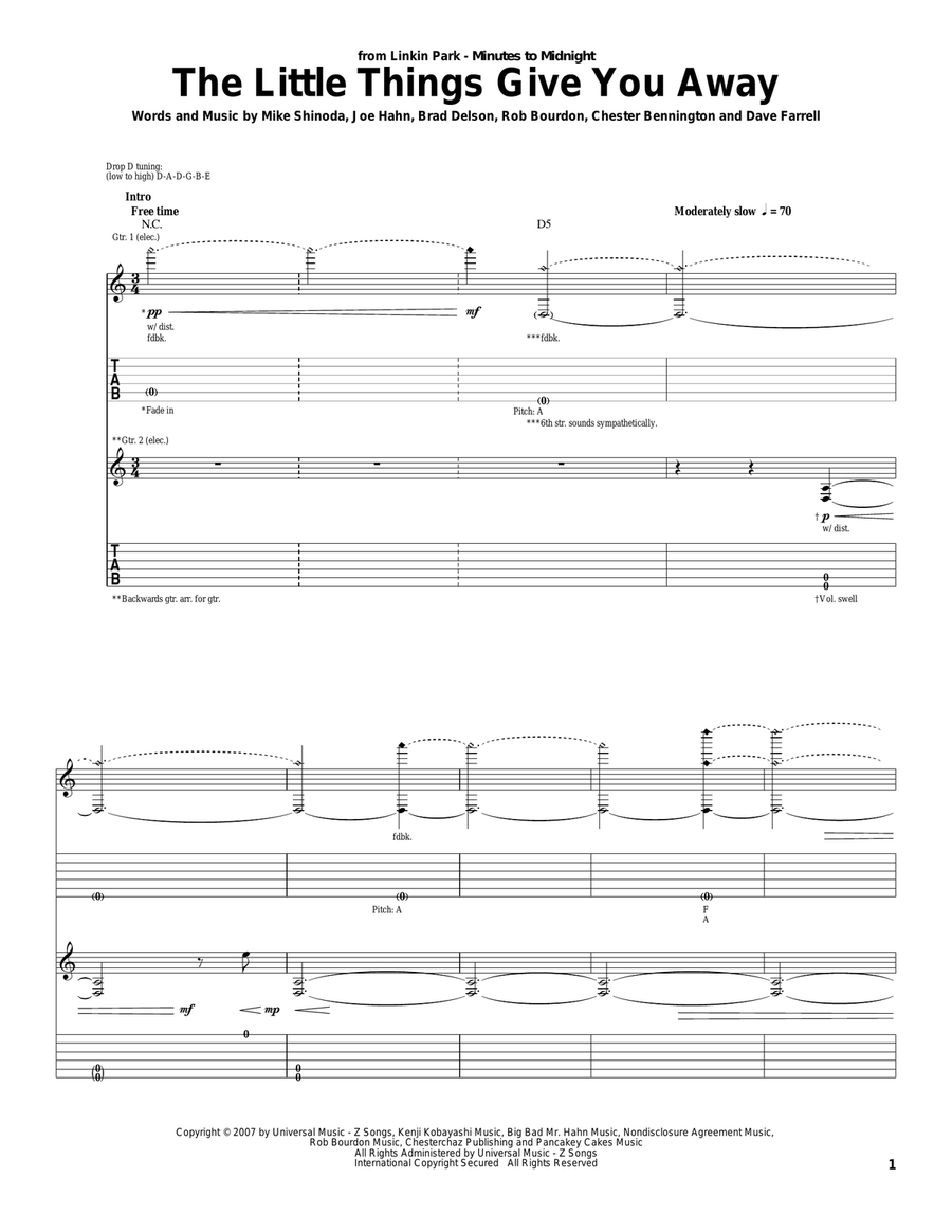 The Little Things Give You Away Acoustic Guitar scores gallery preview page 1