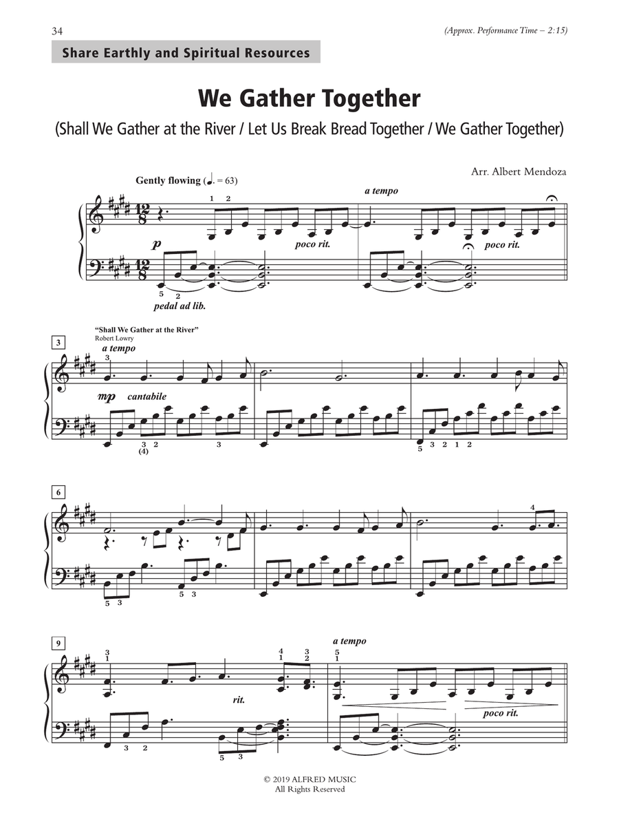 We Gather Together (Medley) (Shall We Gather at the River / Let Us Break Bread Together / We Gather Together) - Piano Solo Piano Solo scores gallery preview page 1