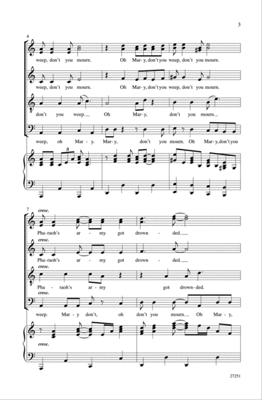 Oh Mary, Don't You Weep Oh Mary, Don't You Weep 4-Part scores gallery preview page 3