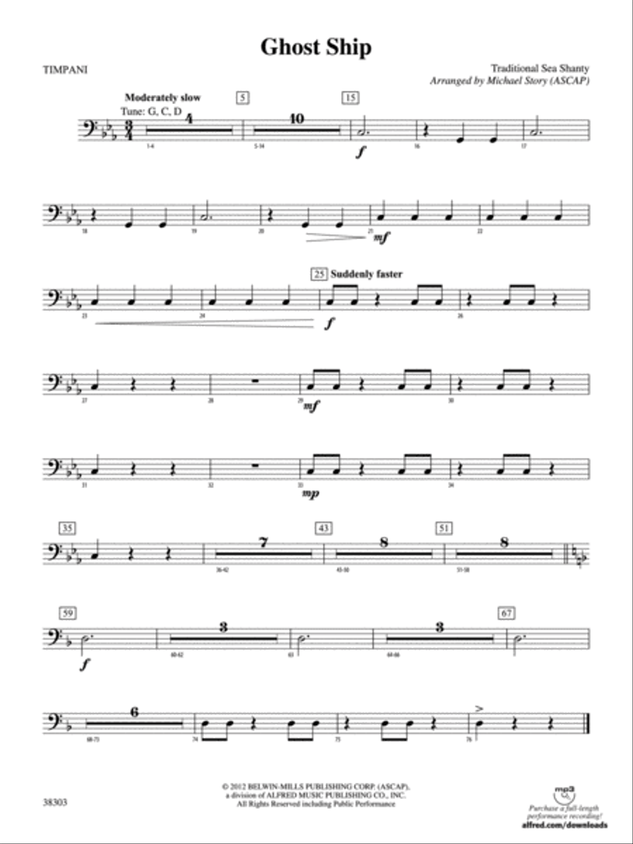 Ghost Ship: Timpani Concert Band scores gallery preview page 1