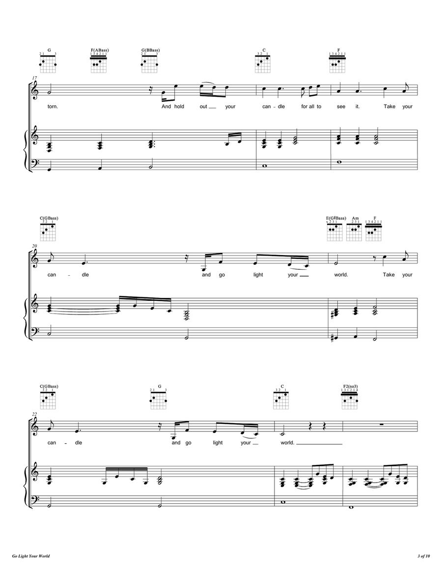 Go Light Your World Piano, Vocal scores gallery preview page 4