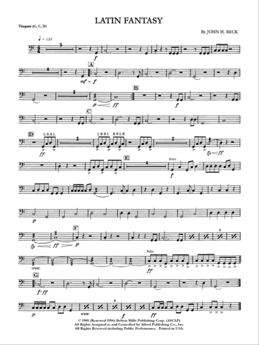 Latin Fantasy: Timpani Latin Fantasy: Timpani Percussion Ensemble scores gallery preview page 1