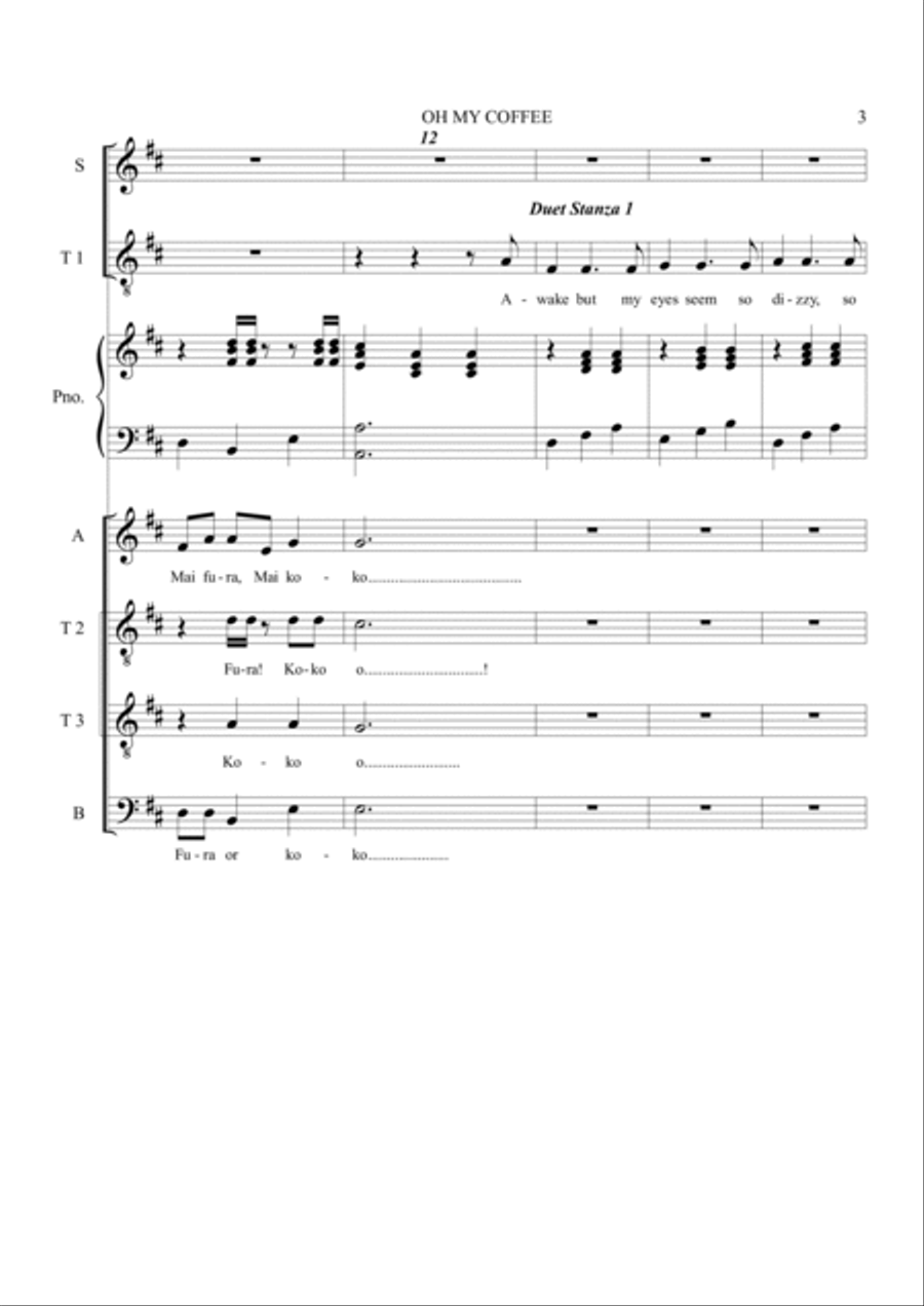 Oh My Coffee Tenor Voice scores gallery preview page 3
