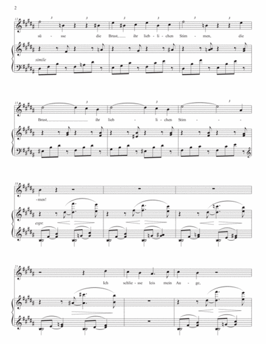 BRAHMS: Lerchengesang, Op. 70 no. 2 (transposed to B major)