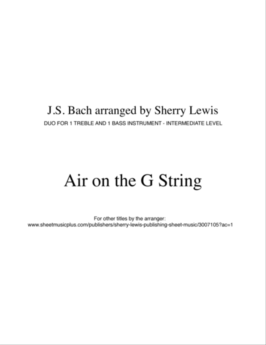 AIR ON THE G STRING Intermediate Level for Duo for any treble instrument and one bass instrument of Bassoon scores gallery preview page 2