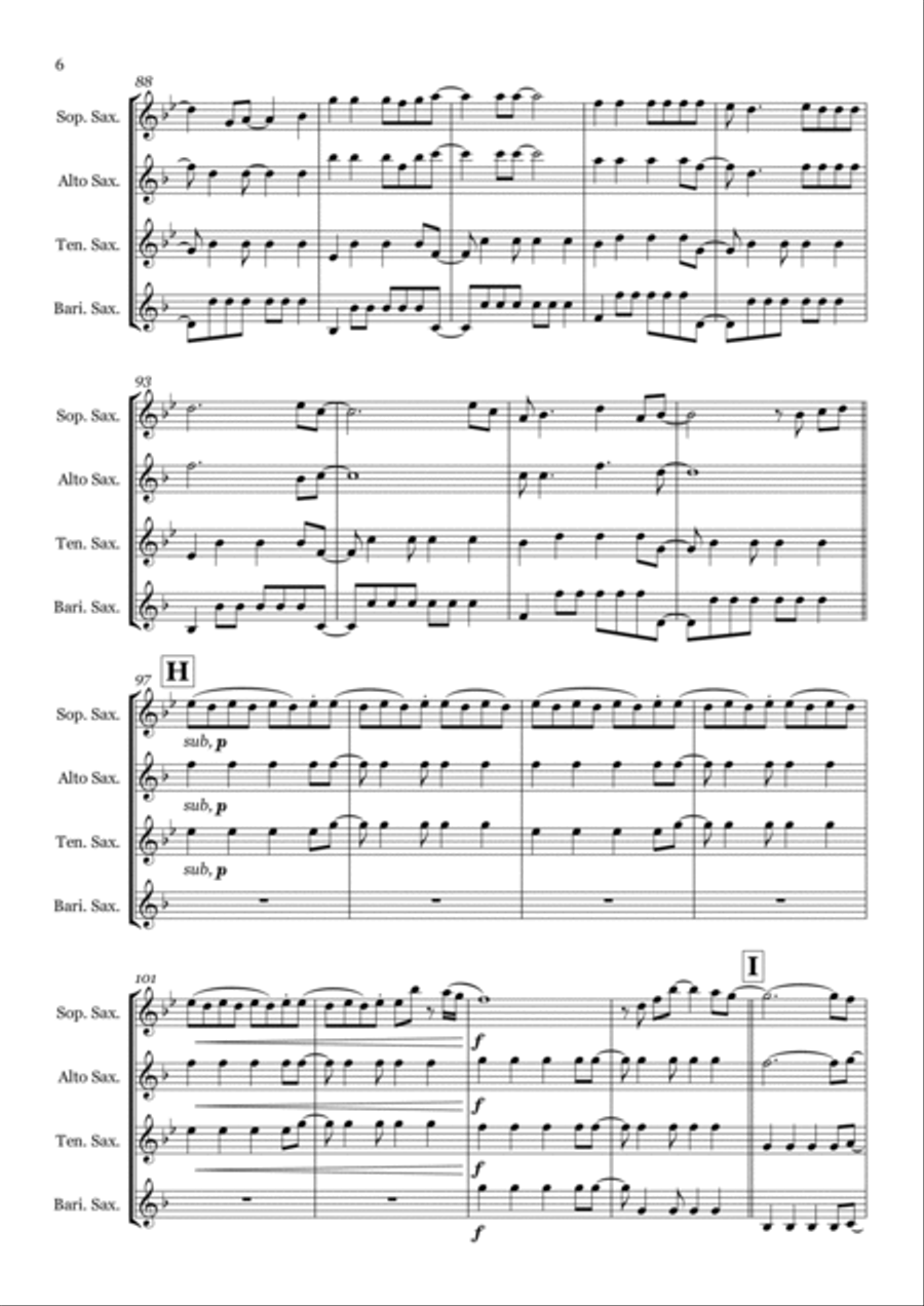 Viva La Vida Saxophone Quartet scores gallery preview page 6
