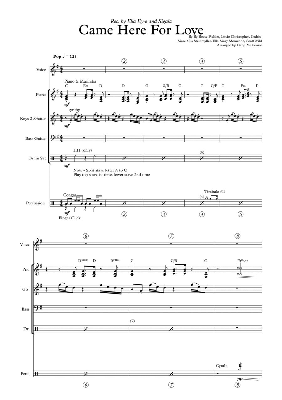 Came Here For Love Came Here For Love Bass Guitar scores gallery preview page 1