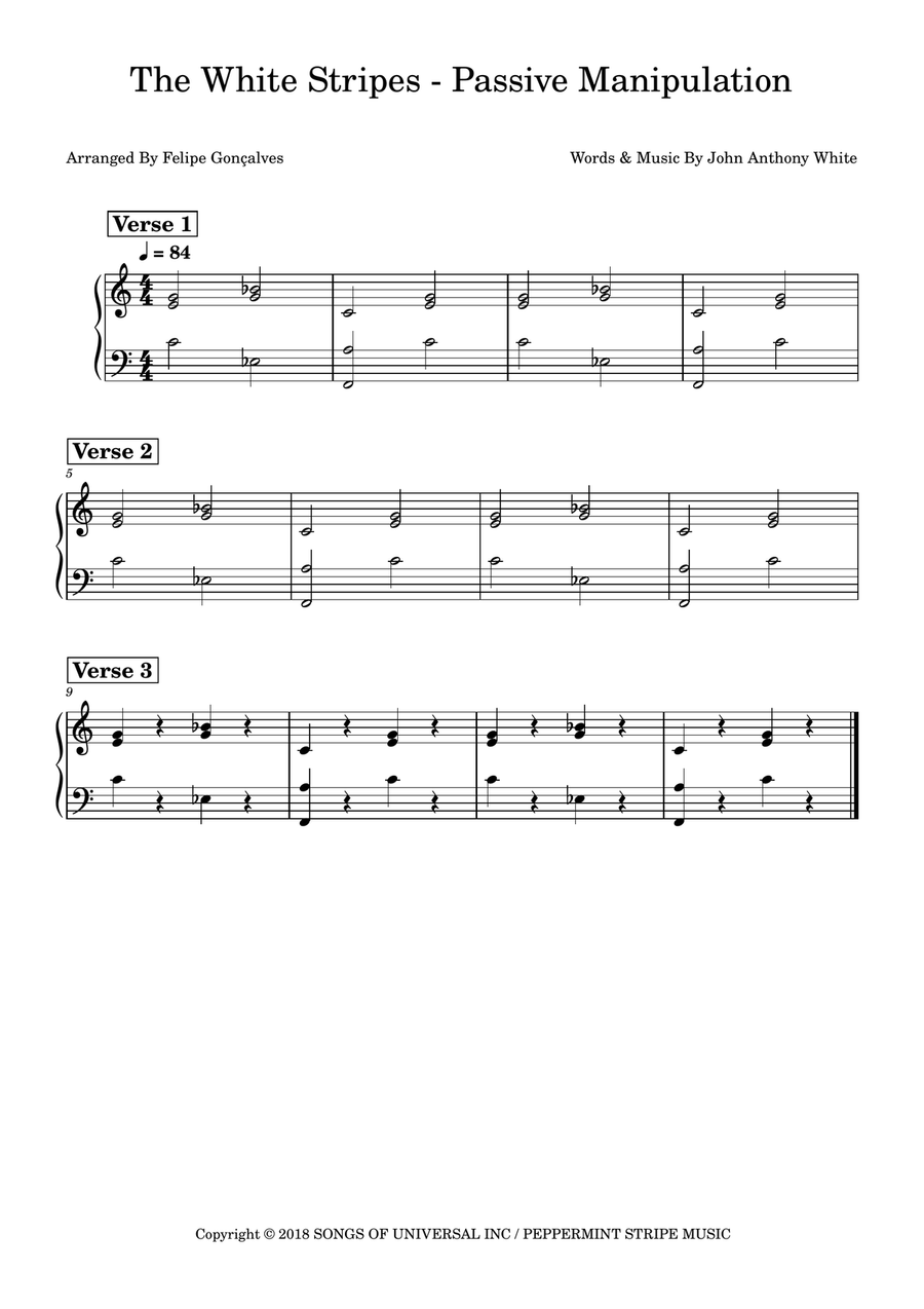 Passive Manipulation Easy Piano scores gallery preview page 1