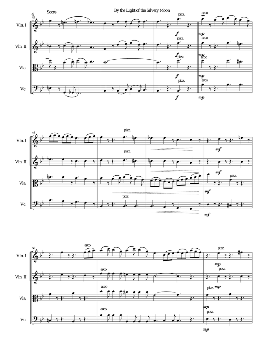 By the light of the silvery moon for string quartet String Quartet scores gallery preview page 4