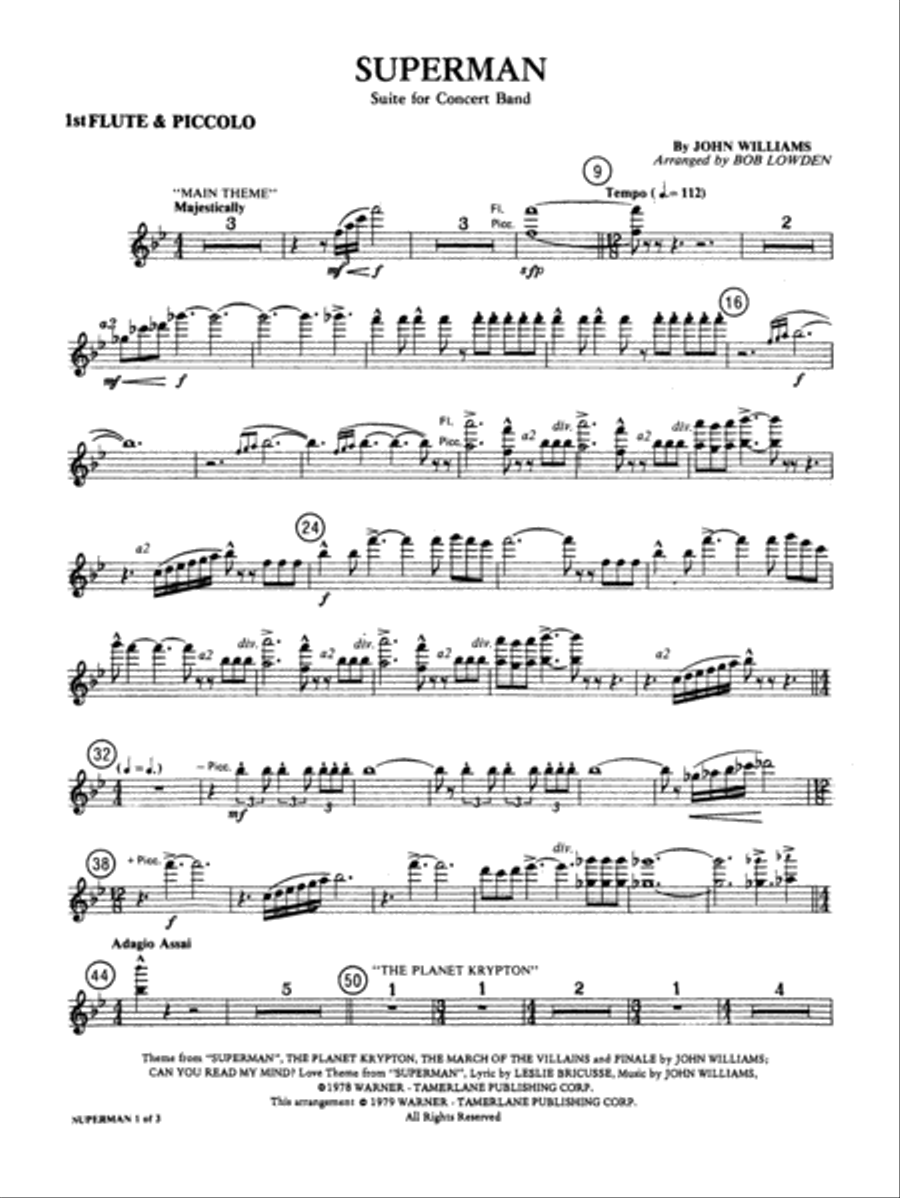 Superman: Flute Concert Band scores gallery preview page 1