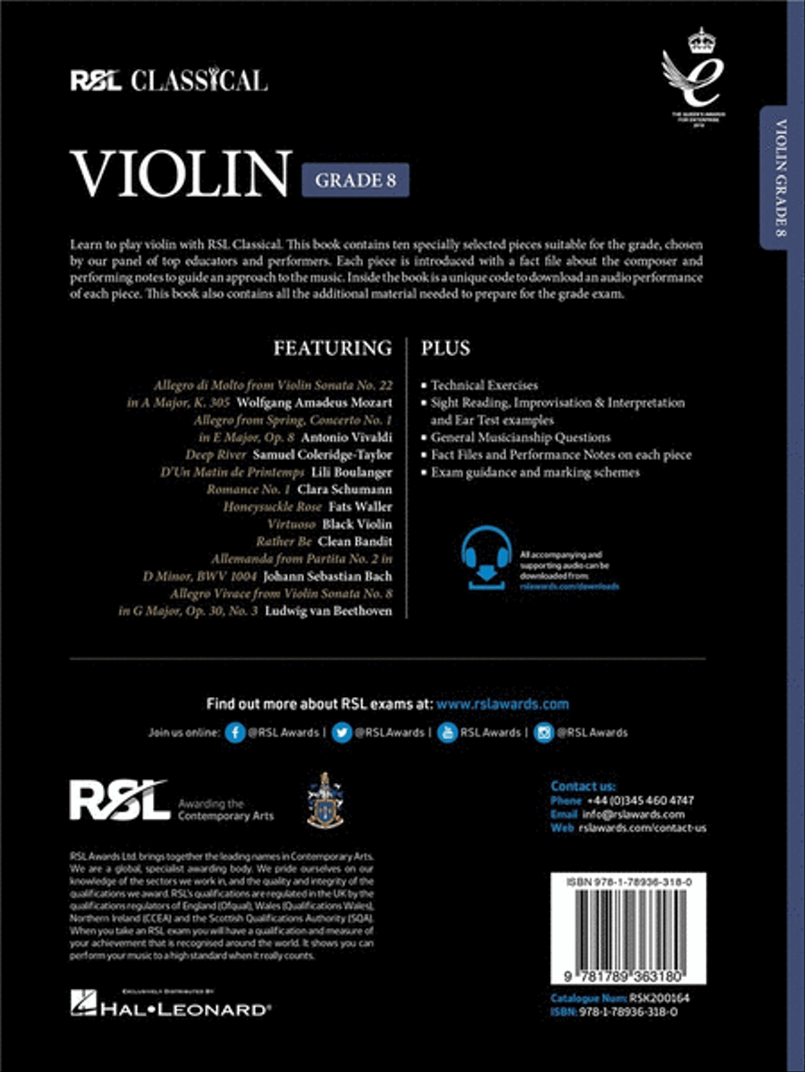 RSL Classical Violin Grade 8 (2021)