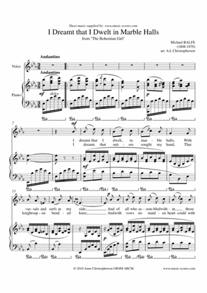 Marble Halls, from "The Bohemian Girl" - Voice (Eb ma) & Piano