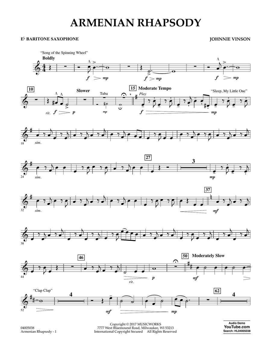 Armenian Rhapsody - Eb Baritone Saxophone