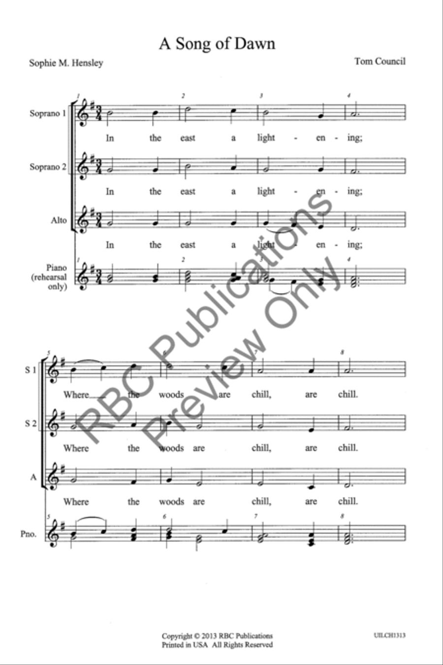 A Song Of Dawn (SSA) SSA scores gallery preview page 3