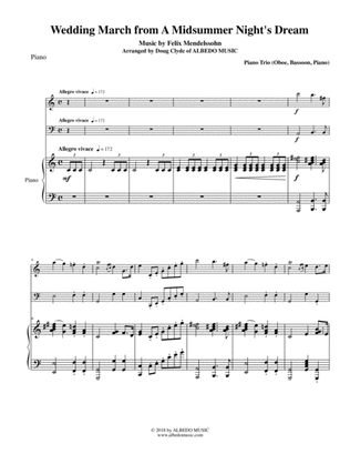 Mendelssohn Wedding March from A Midsummer Night's Dream for Oboe, Bassoon & Piano