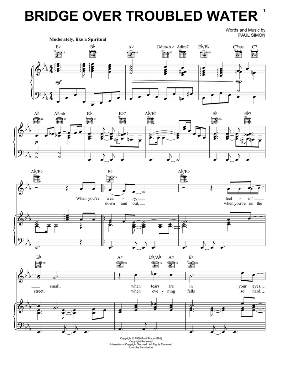 Bridge Over Troubled Water Acoustic Guitar scores gallery preview page 1