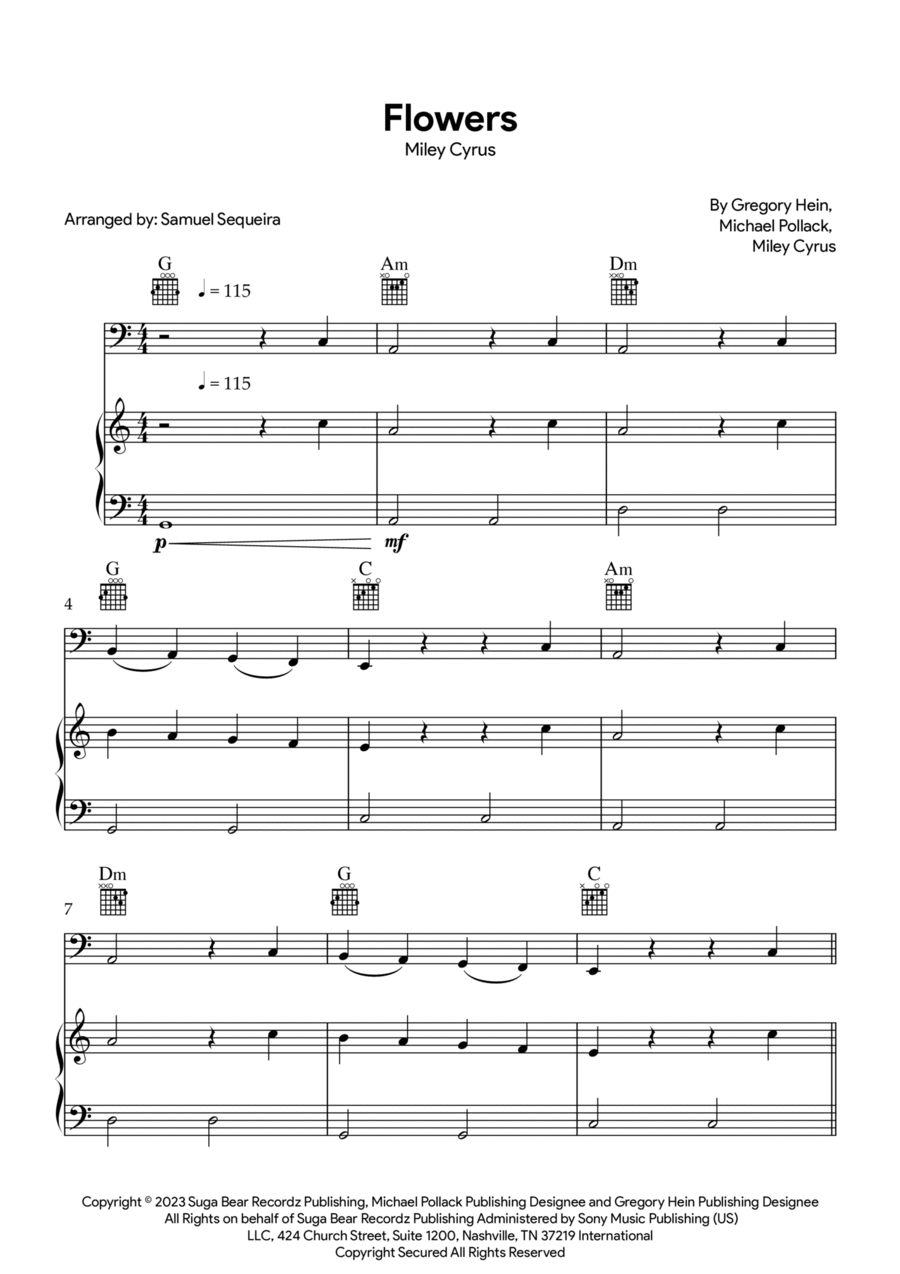 Flowers Flowers Piano scores gallery preview page 1