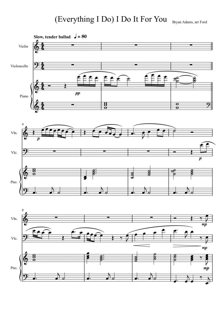 (Everything I Do) I Do It For You Piano Trio scores gallery preview page 1
