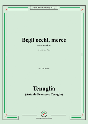 Book cover for Tenaglia-Begli occhi,mercè,from Arie Antiche(Anthology of Italian Song),in a flat minor,for Voice an