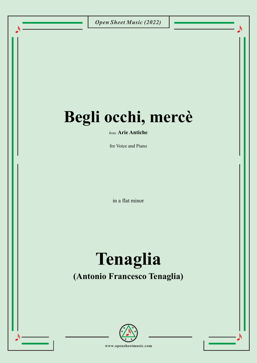 Tenaglia-Begli occhi,mercè,from Arie Antiche(Anthology of Italian Song),in a flat minor,for Voice an
