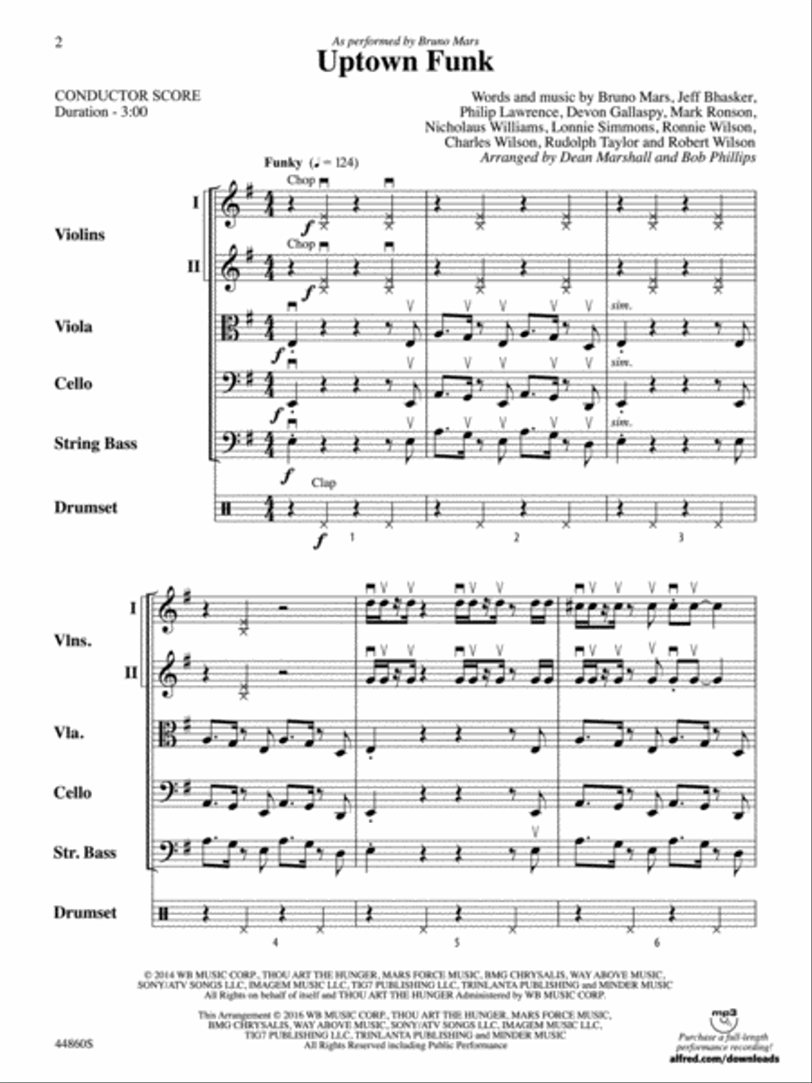 Uptown Funk: Score Uptown Funk: Score String Orchestra scores gallery preview page 2