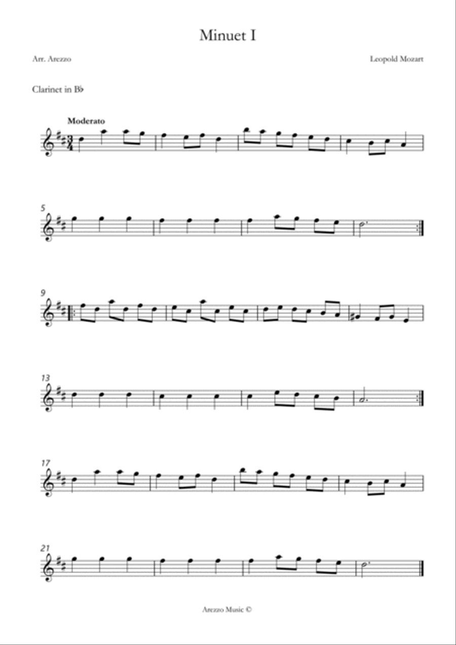 leopold mozart notebook for wolfgang minuet I Clarinet and Cello sheet music Chamber Music scores gallery preview page 2