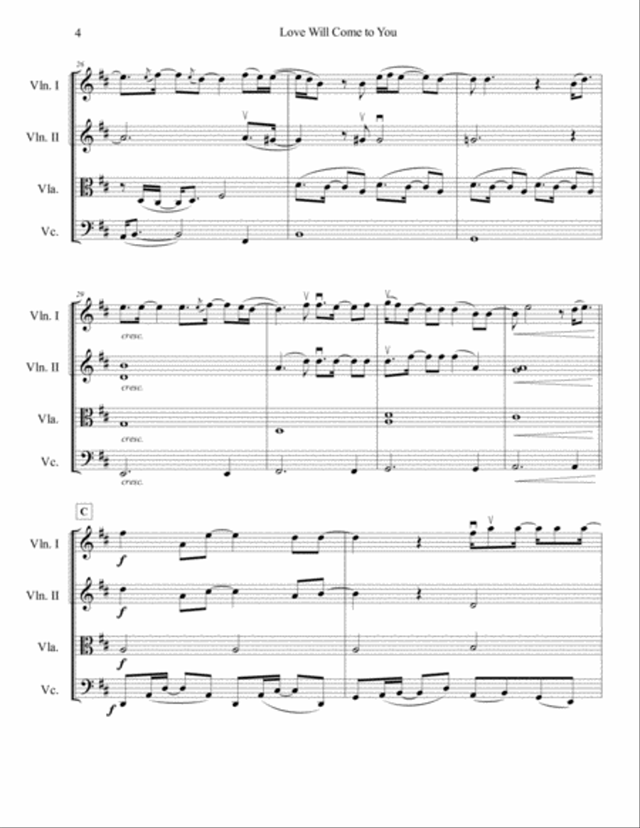 Love Will Come To You String Quartet scores gallery preview page 5