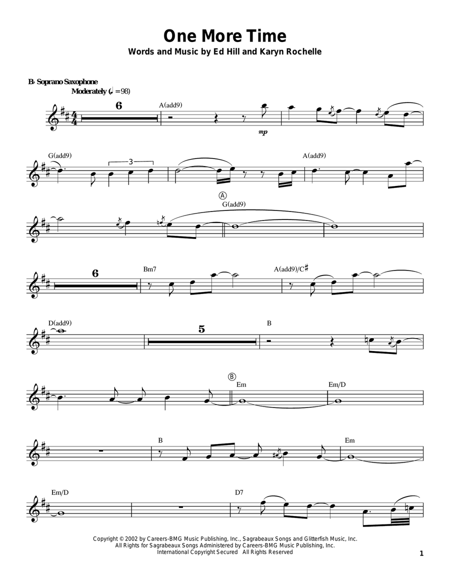 One More Time One More Time Soprano Saxophone scores gallery preview page 1