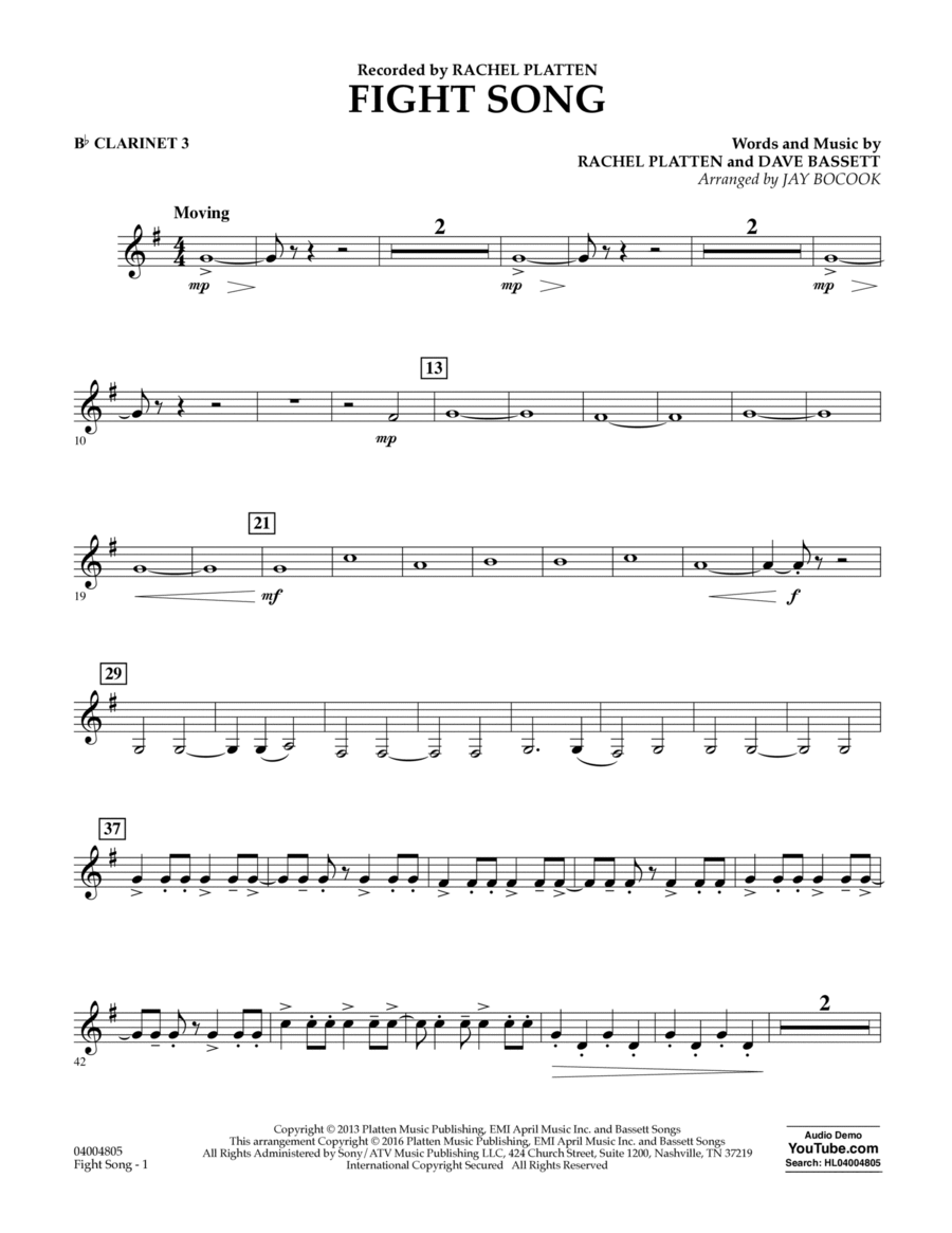 Fight Song - Bb Clarinet 3 Concert Band scores gallery preview page 1