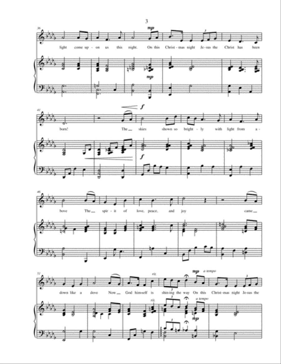 Jesus the Christ Has Been Born - vocal solo with piano accompaniment SA scores gallery preview page 4