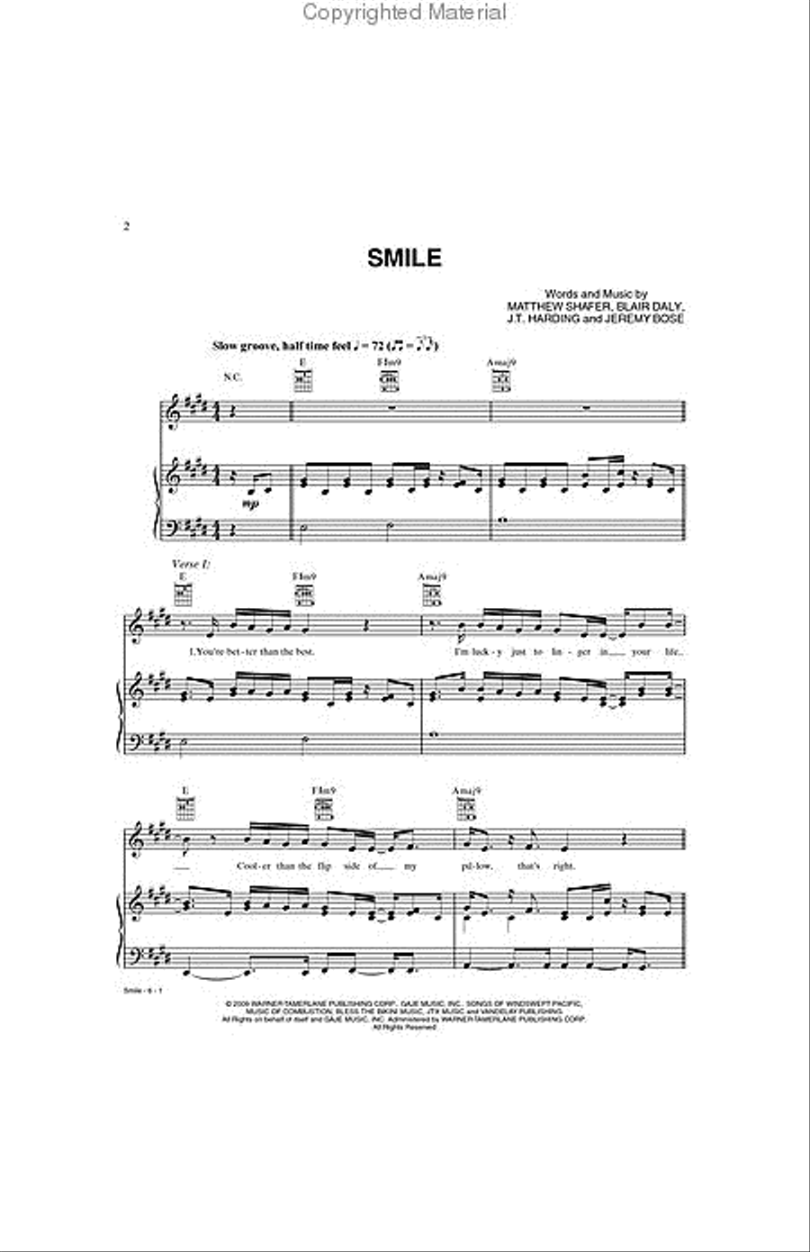 Smile Piano, Vocal, Guitar scores gallery preview page 2