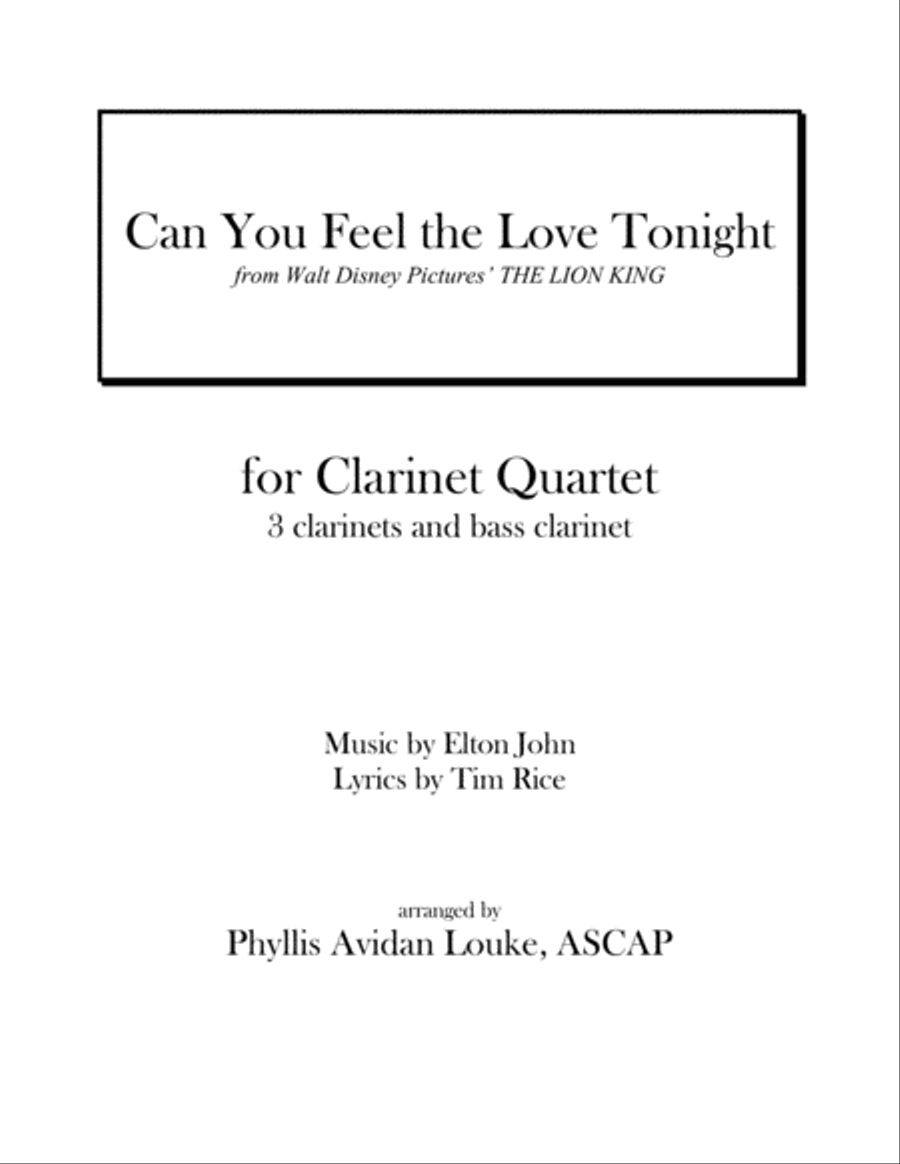 Can You Feel The Love Tonight Woodwind Ensemble scores gallery preview page 1