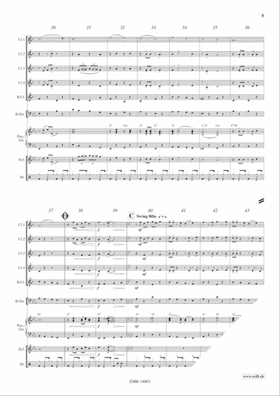 Christmas Swing Clarinet Quintet scores gallery preview page 6