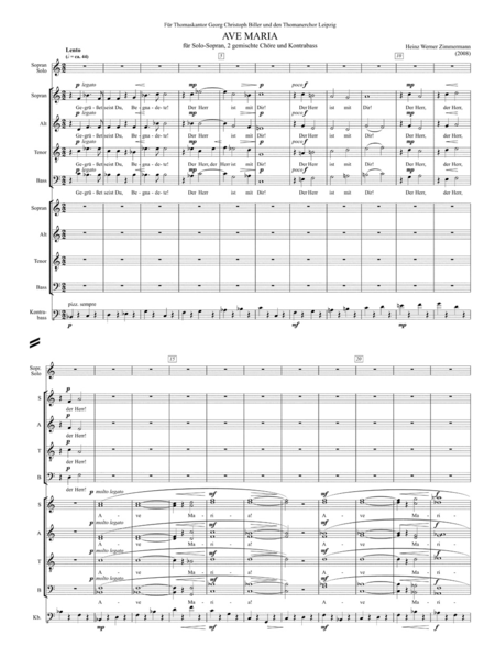 Ave Maria for Solo Soprano, two mixed Choirs and Double Bass