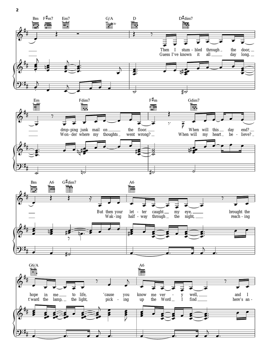 In A Little While Piano, Vocal, Guitar scores gallery preview page 2