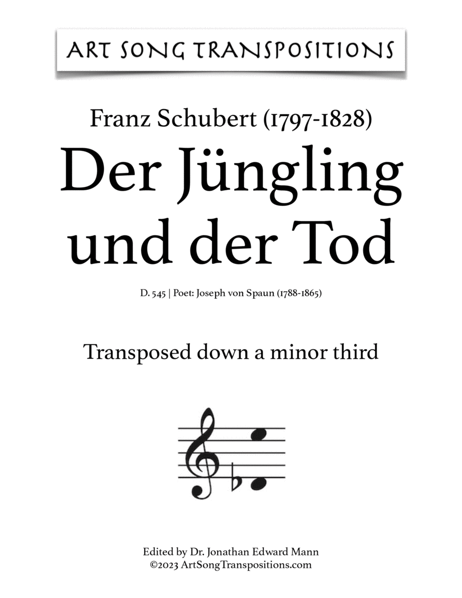 SCHUBERT: Der Jüngling und der Tod, D. 545 (transposed down a minor third)