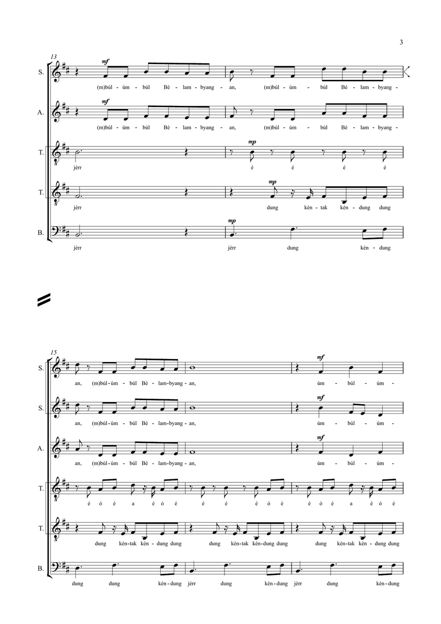 Umbul-Umbul Belambangan - Banyuwangi Folksong 4-Part scores gallery preview page 3