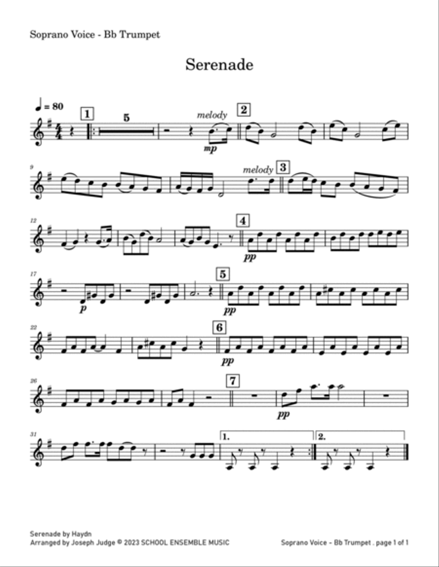 Serenade by Haydn for Brass Quartet in Schools Brass Quartet scores gallery preview page 5