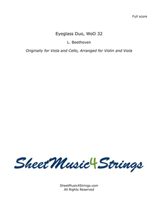 L. Beethoven - Eyeglasses Duo, Arranged for Violin and Viola