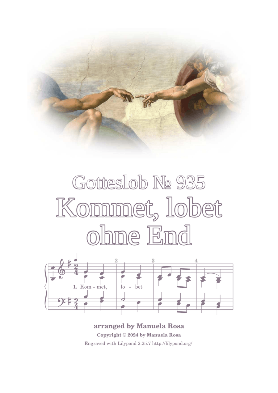 Kommet, lobet ohne End (Gotteslob 935) Piano Method scores gallery preview page 1