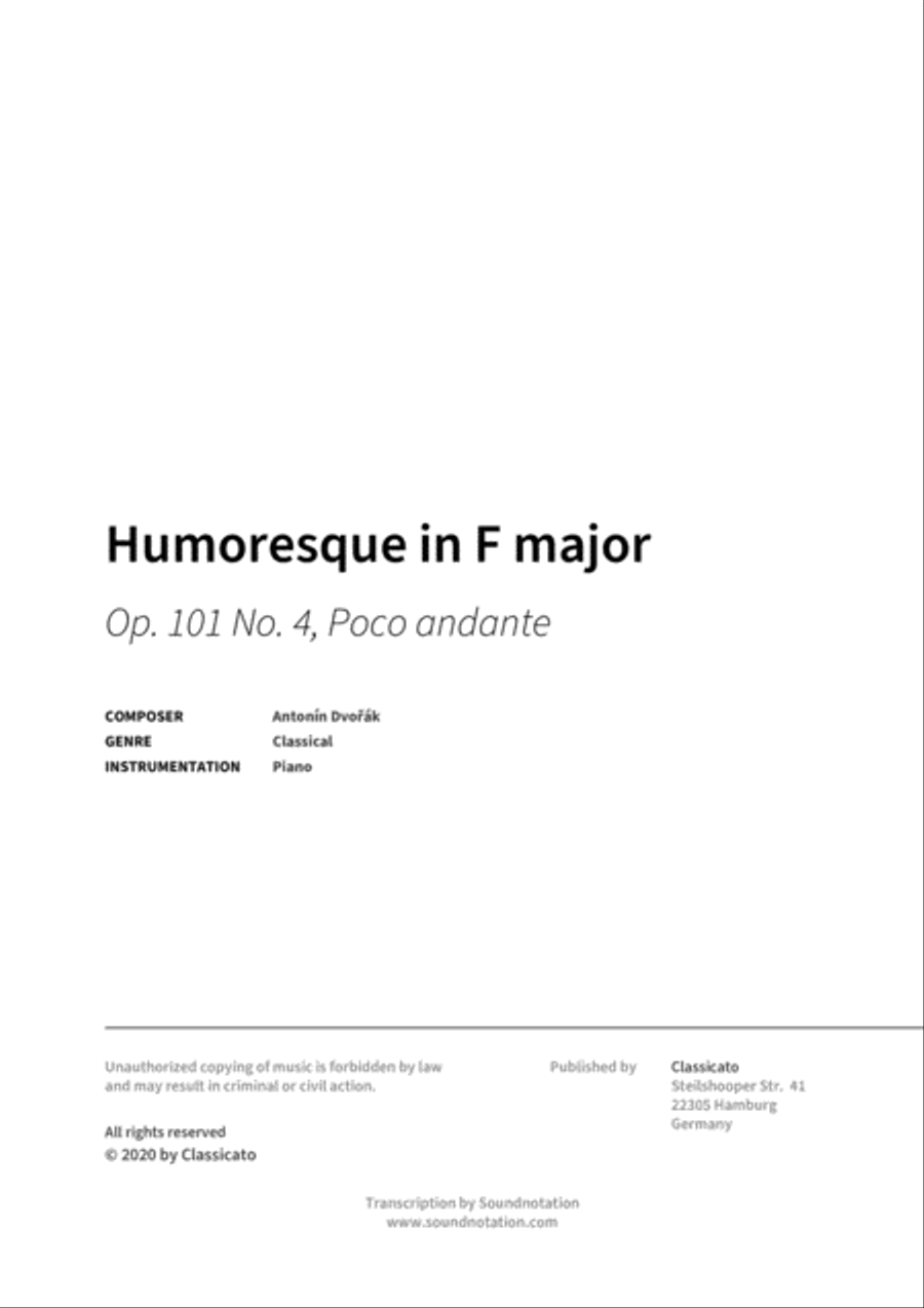 Humoresque in F major Piano Solo scores gallery preview page 2