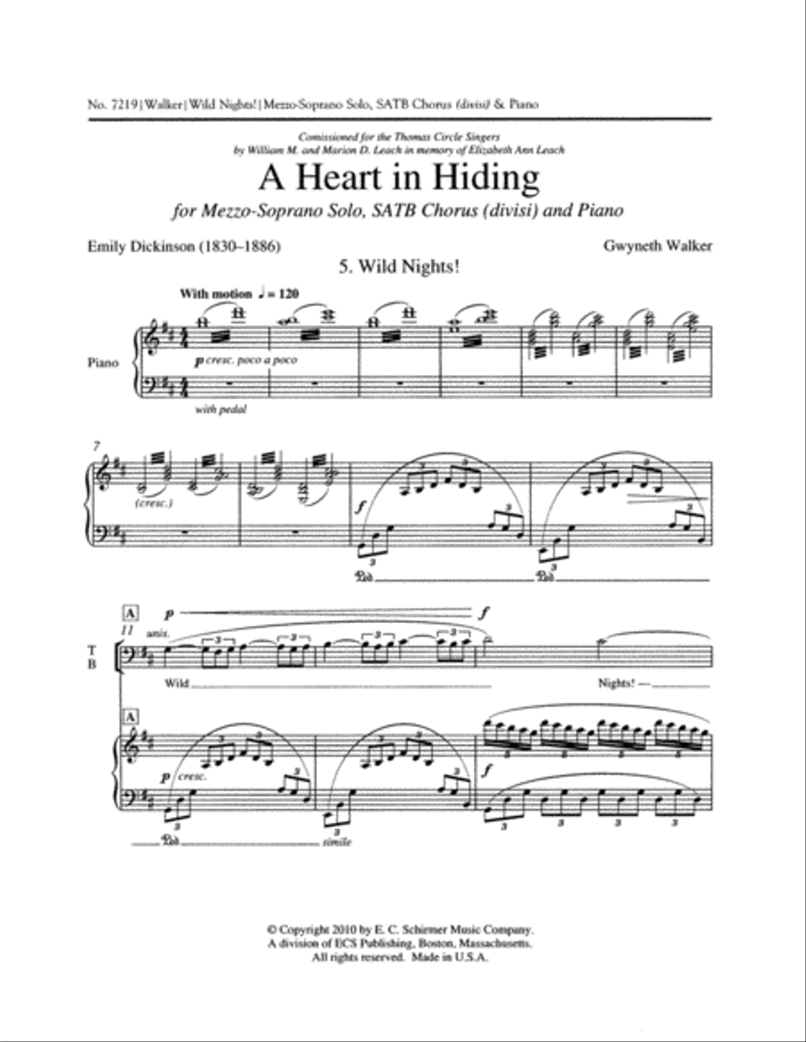 A Heart in Hiding: 5. Wild Nights 4-Part scores gallery preview page 1