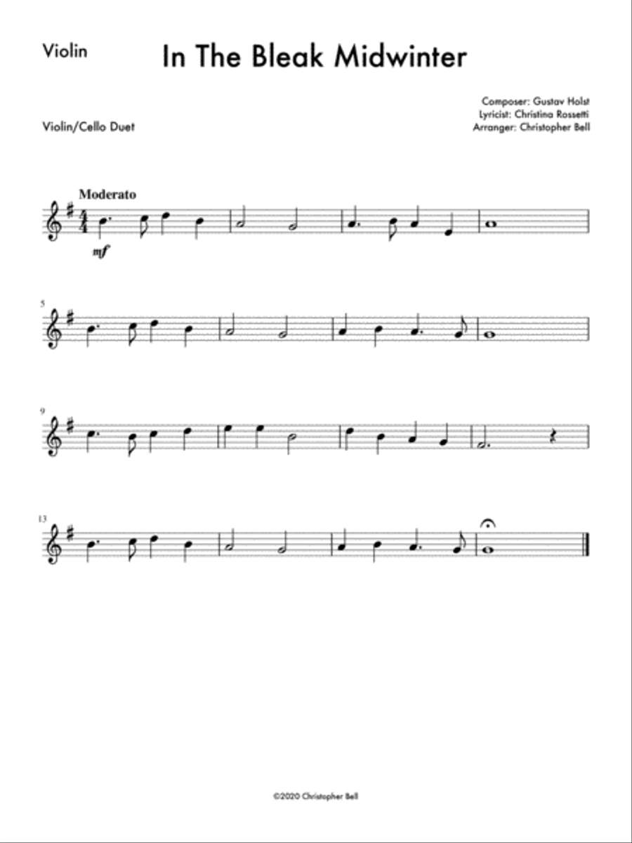 In The Bleak Midwinter (Violin/Cello Duet) String Duet scores gallery preview page 2