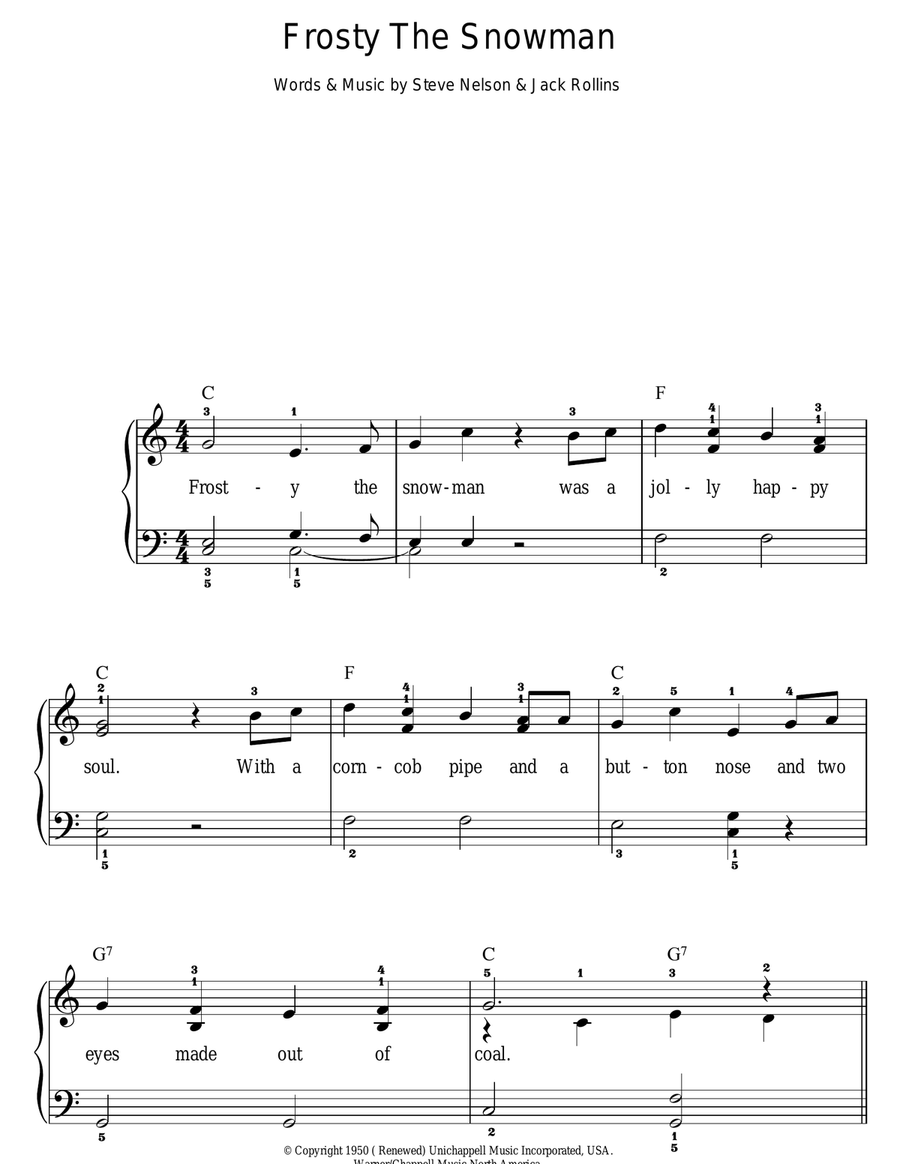 Frosty The Snow Man Frosty The Snow Man Easy Piano scores gallery preview page 1
