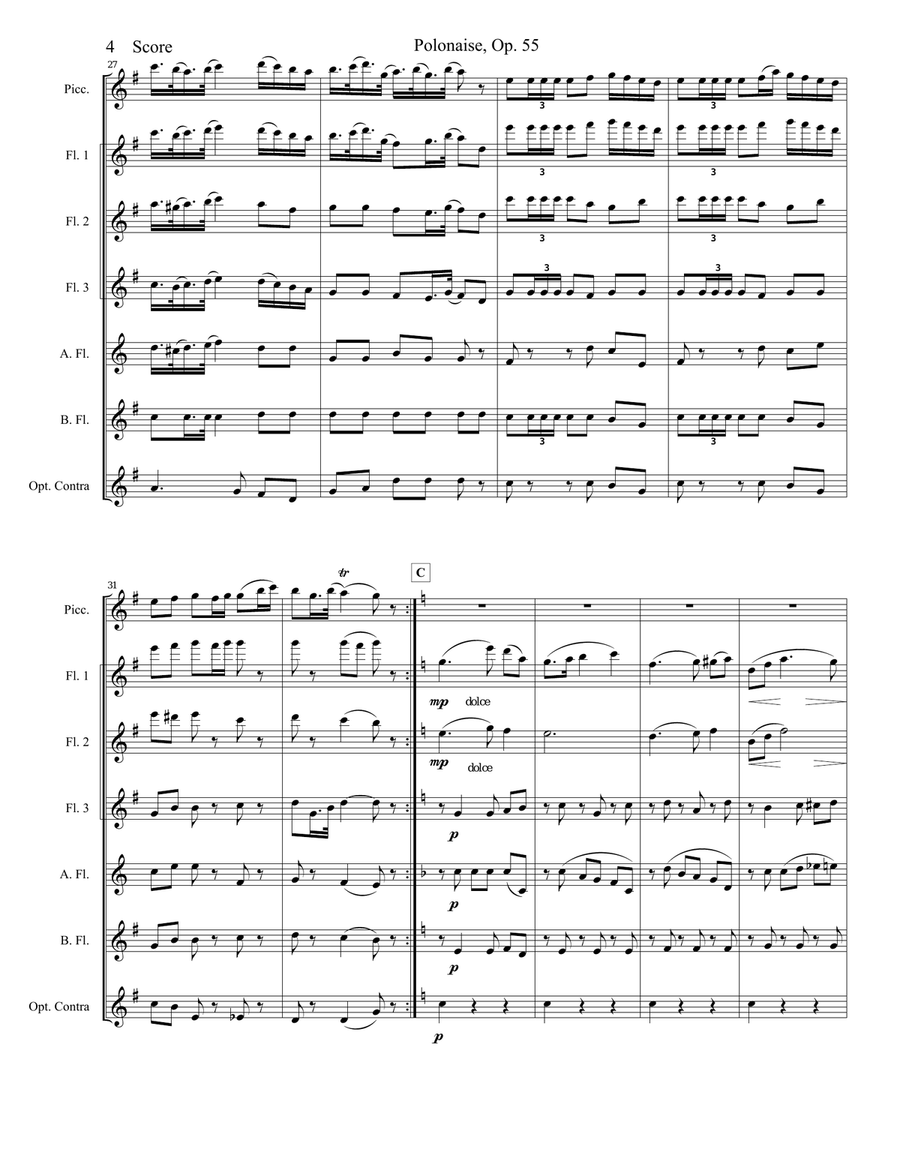 Lyadov Polonaise for Flute Choir Flute Choir scores gallery preview page 5