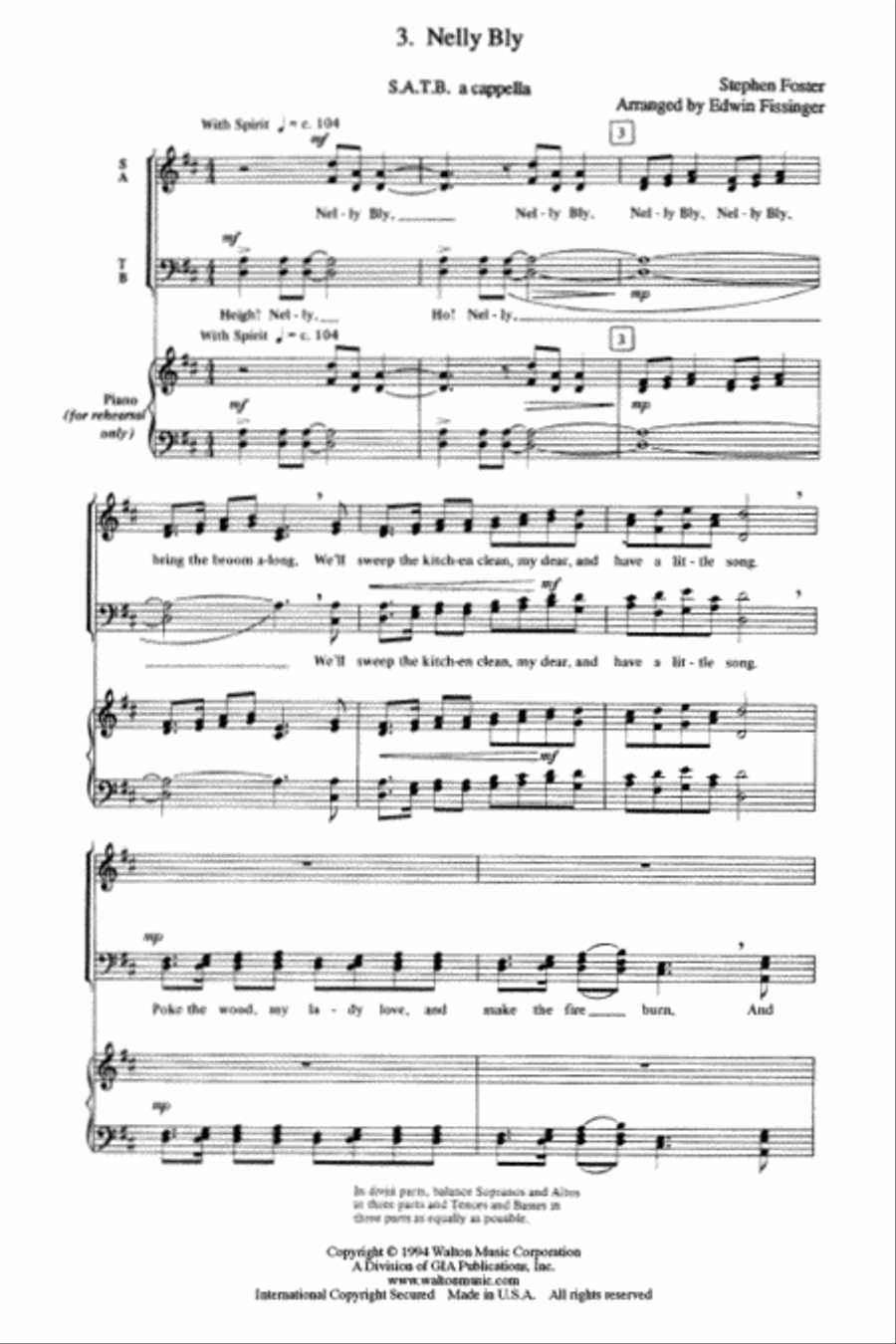 Images of the Past (Some Folks, Go 'Way from My Window, Nelly Bly, Black Is the Color of My True Love's Hair, Skip to My Lou) 4-Part scores gallery preview page 6