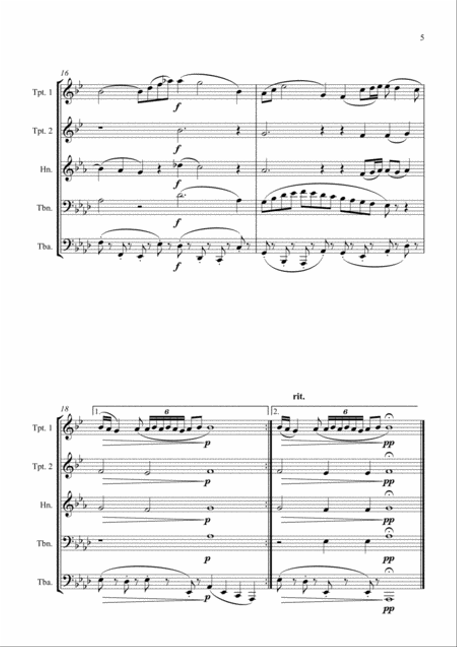 Air on the G string - Brass Quintet Brass Quintet scores gallery preview page 5