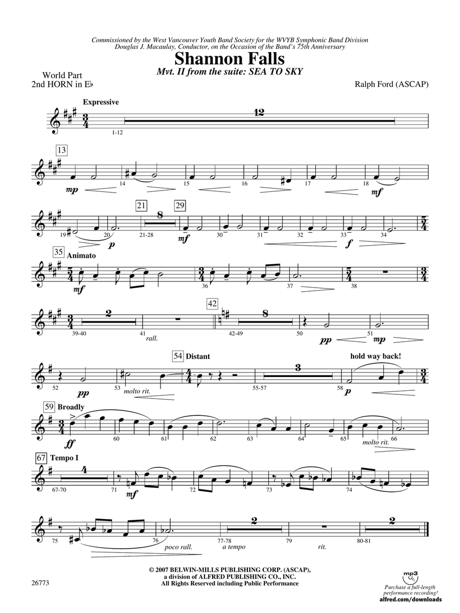 Shannon Falls (Movement 2 from Sea to Sky): (World Part) 2nd Horn in E-flat