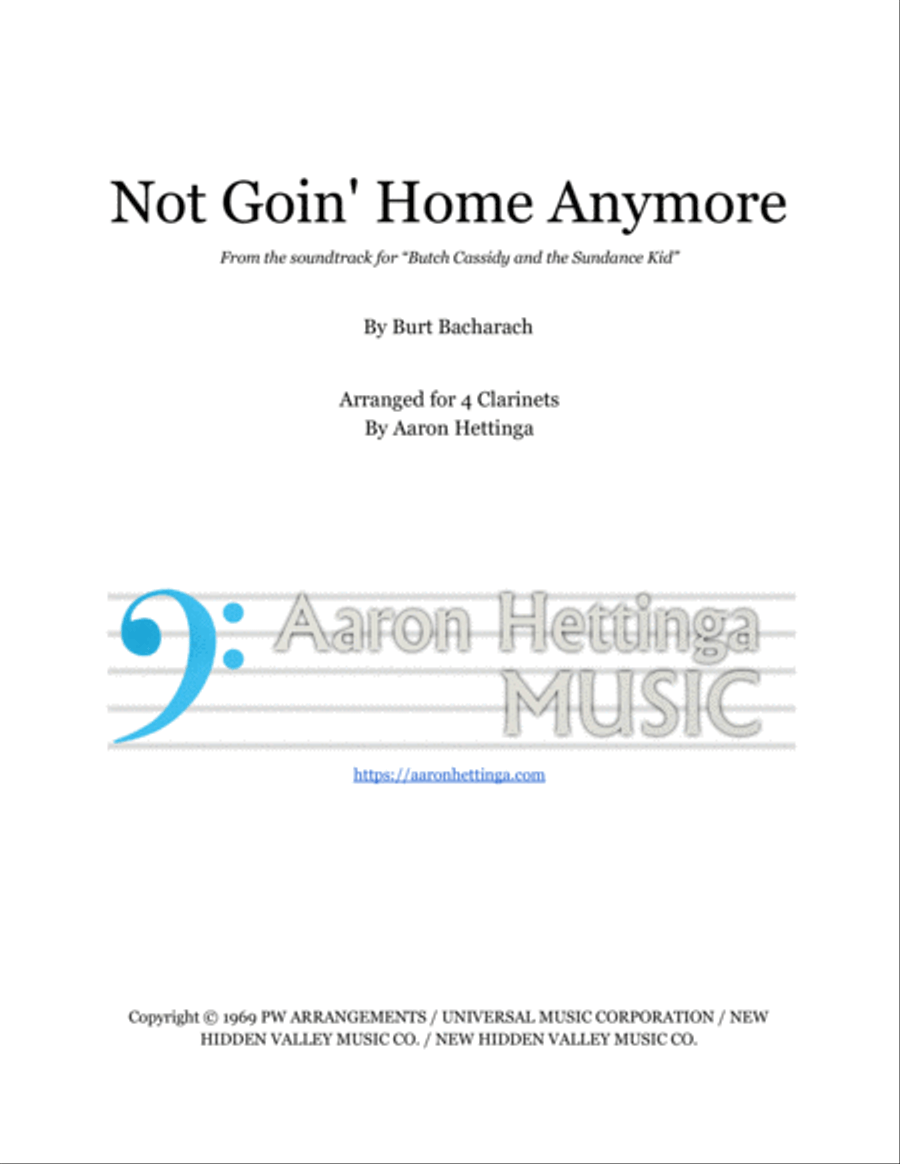 Not Goin' Home Anymore Clarinet Quartet scores gallery preview page 1